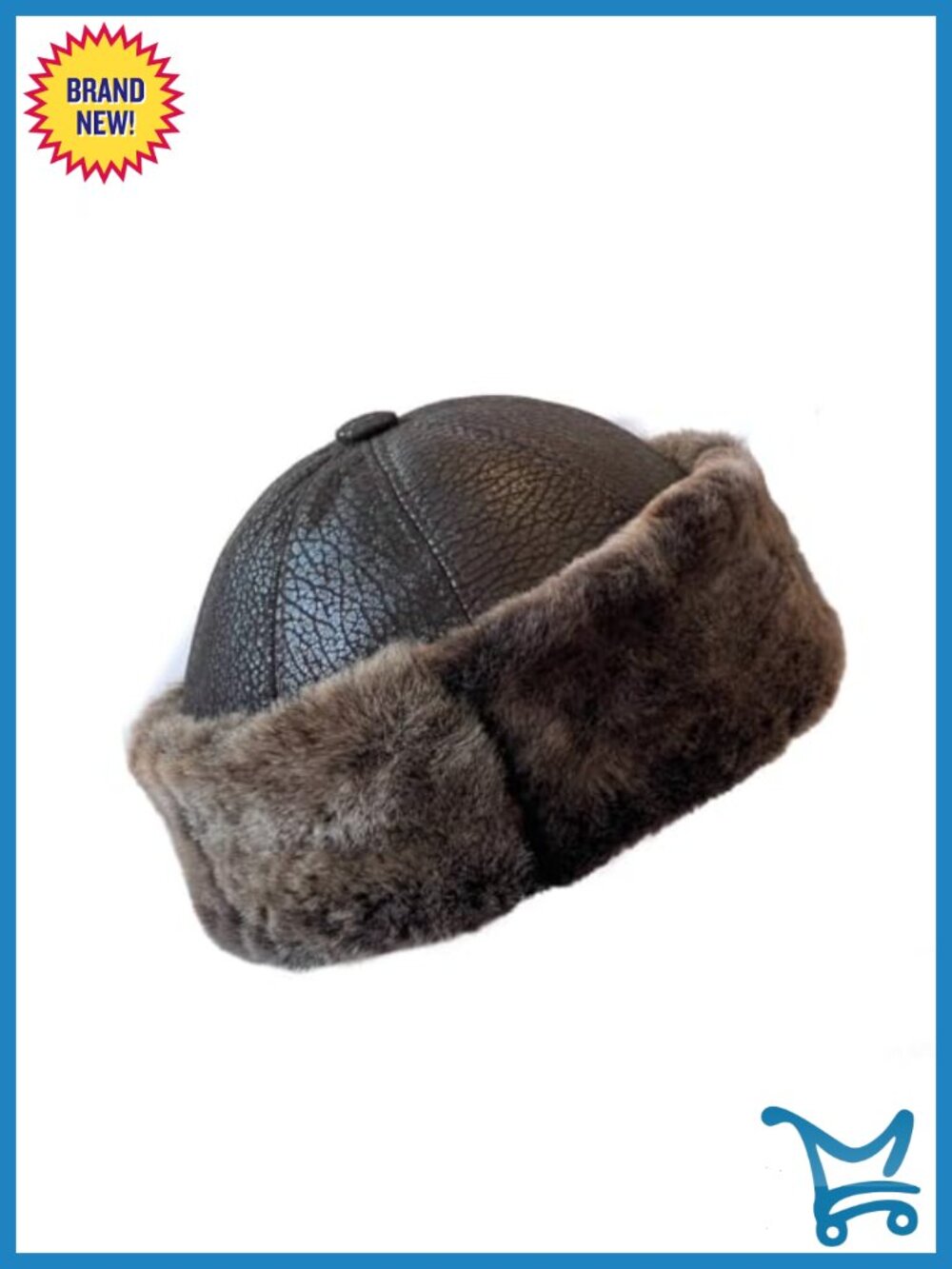 Real Shearling Sheepskin Leather Beanie Hat - Warm Winter Skull Cap Unisex